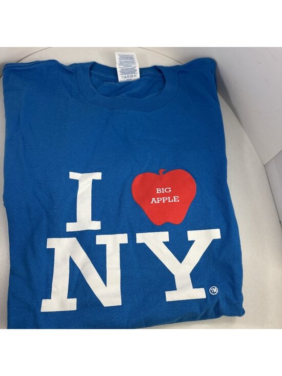 Delta Tops - Delta Ringspun Women’s Small NY BIG APPLE T-Shirt Bright Blue